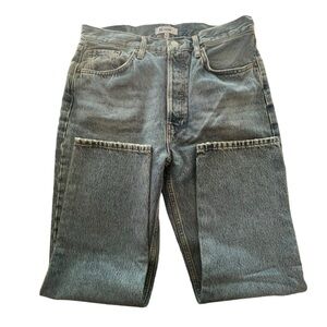 NWT RE/DONE 70s Stove Pipe Button Fly Straight Crop Jeans Medium Blue